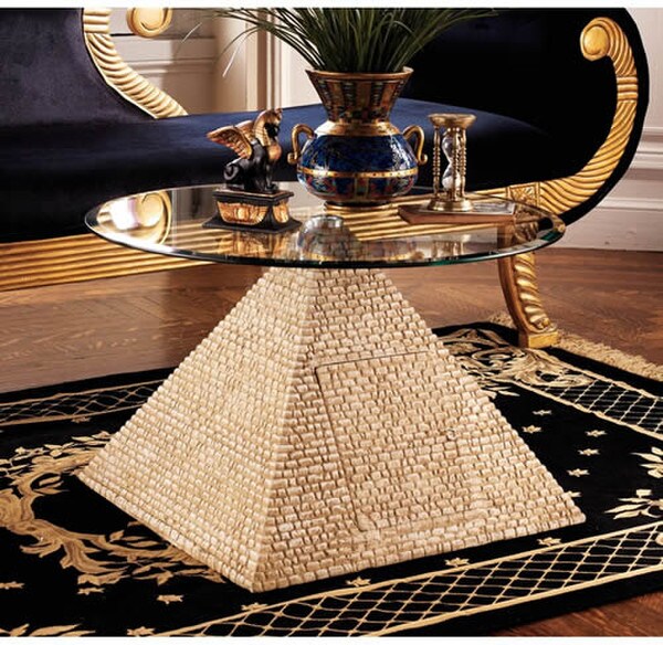 Furniture Great Egyptian Pyramid of Giza Sculptural Glass Topped Table